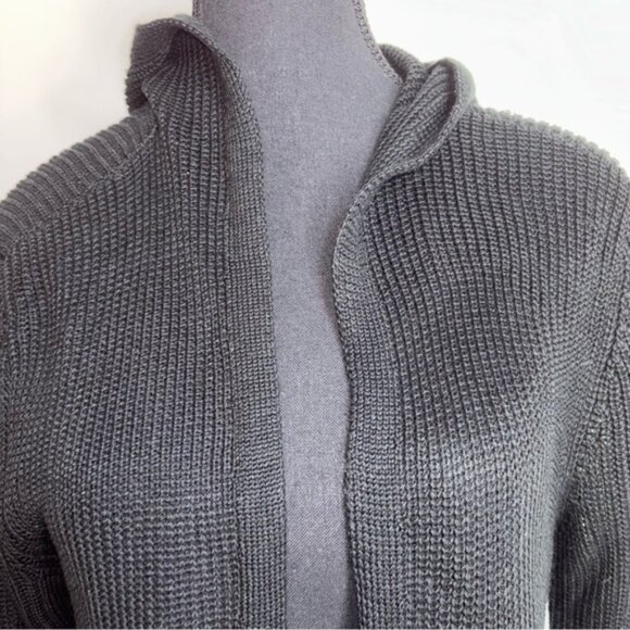 Soho Black Women's M Sweater Open Front Longline Cardigan Crisscross Back Pocket - Picture 8 of 12